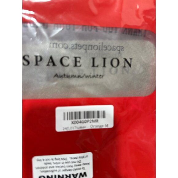 Space Lion Orange Quilted Dog Jacket M Warm Fleece Lining Adjustable Belt Button - Picture 7 of 7